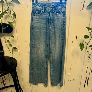 American Eagle Outfitters Blue Flare Wide Leg Jeans